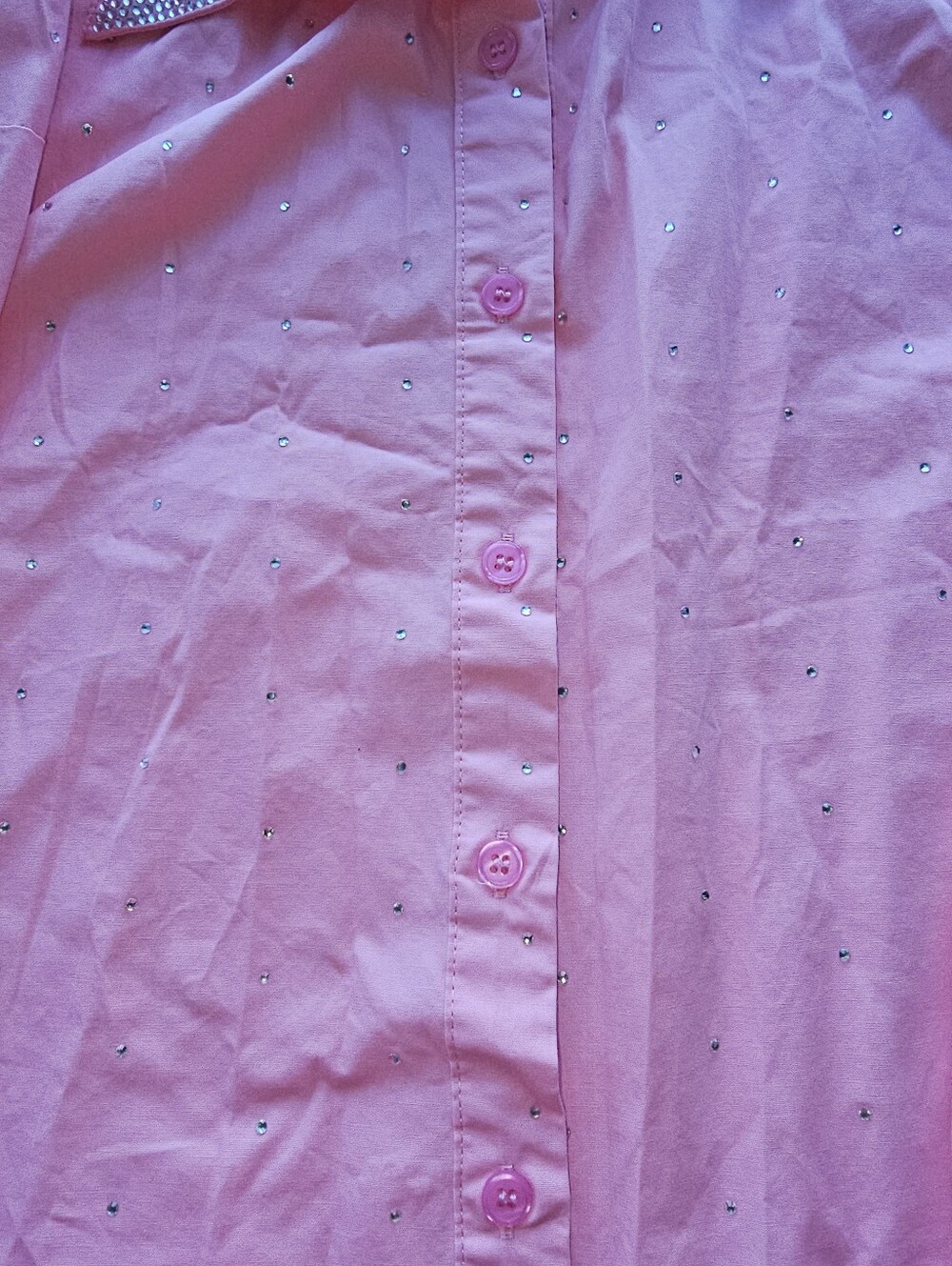 L/C Lizette Collection Crystal Sparkes Pink Button Up Shirt Western Style Sz Xl View 5